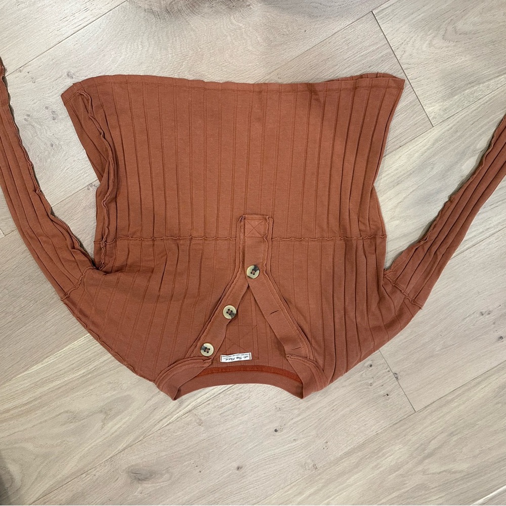 Free People Rust Ribbed Sweater